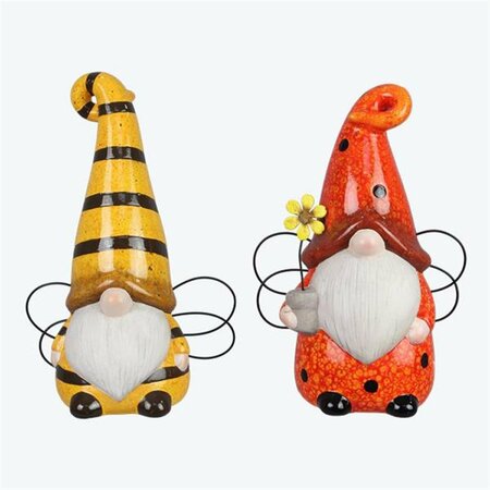 YOUNGS Ceramic Bee & Ladybug Gnome Figure, 2 Assorted Color 72085